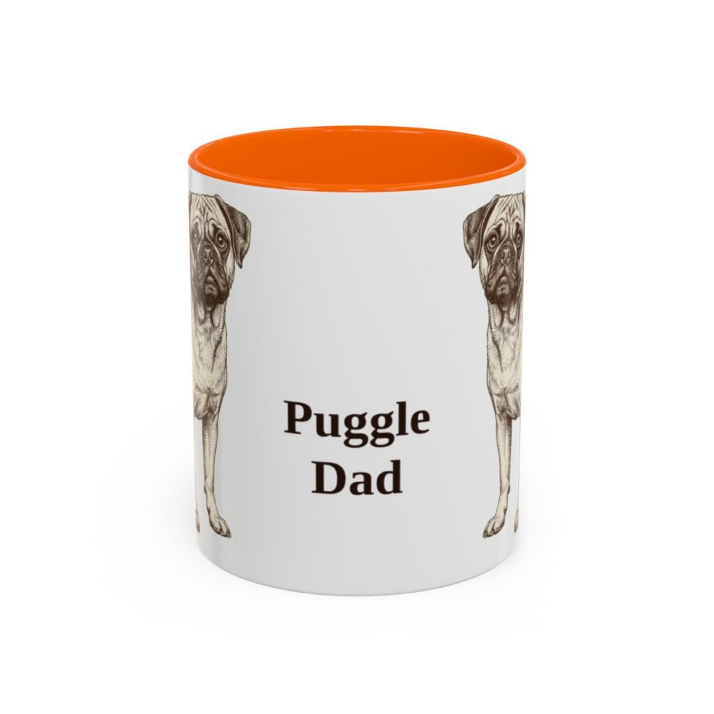 11oz Puggle Dog Dad Mug, Orange, front view