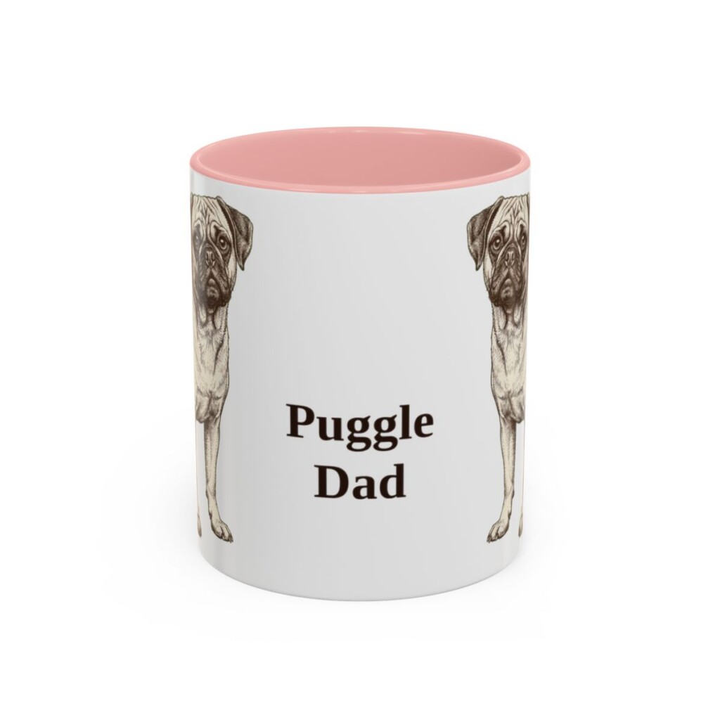 11oz Puggle Dog Dad Mug, Pink, front view
