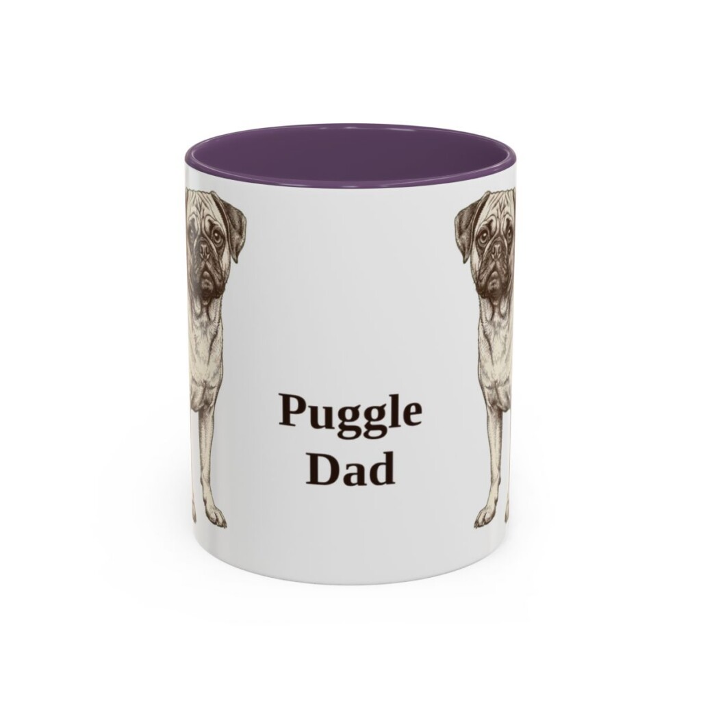 11oz Puggle Dog Dad Mug, Purple, front view