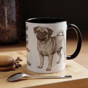 11oz Funny Puggle Mug, Black, lifestyle photo