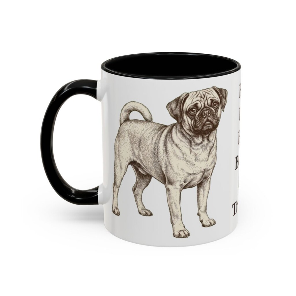 11oz Funny Puggle Mug, Black, left side view