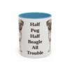 11oz Funny Puggle Mug, Light Blue, front view