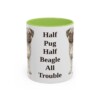 11oz Funny Puggle Mug, Light Green, front view