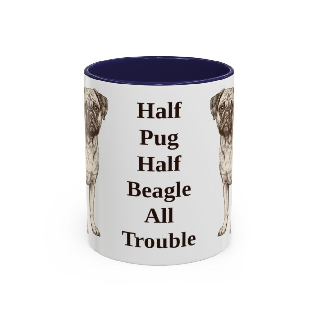 11oz Funny Puggle Mug, Navy, front view