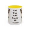 11oz Funny Puggle Mug, Yellow, front view