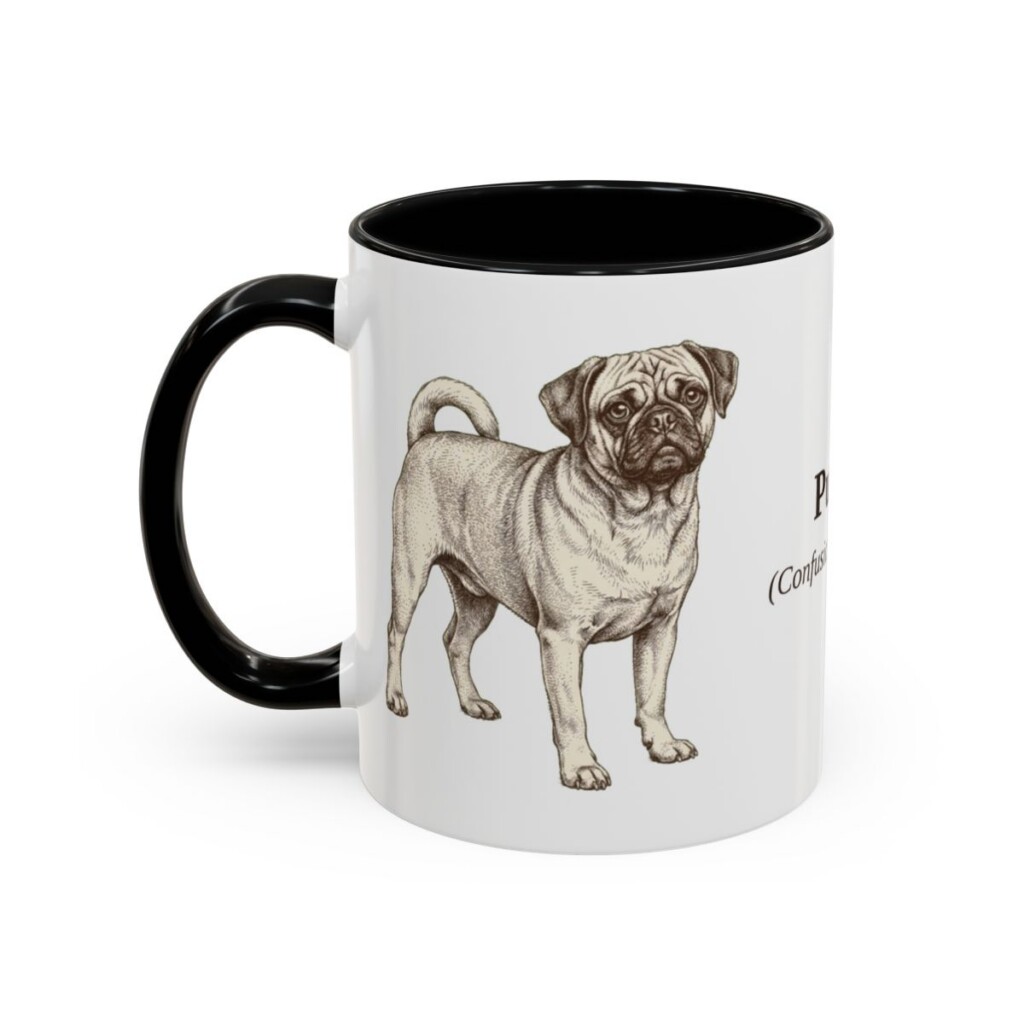 11oz Puggle Latin Mug, Black, left side view