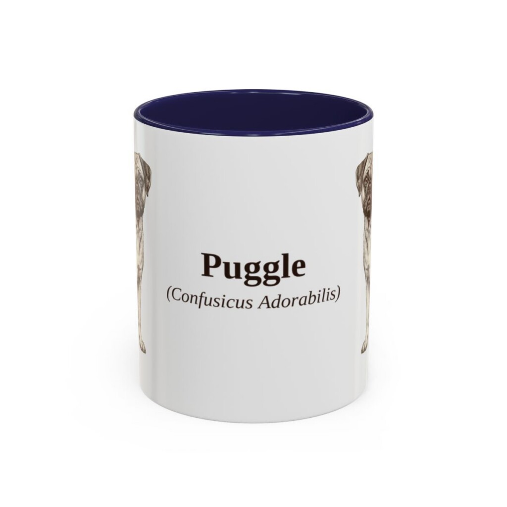 11oz Puggle Latin Mug, Navy, front view