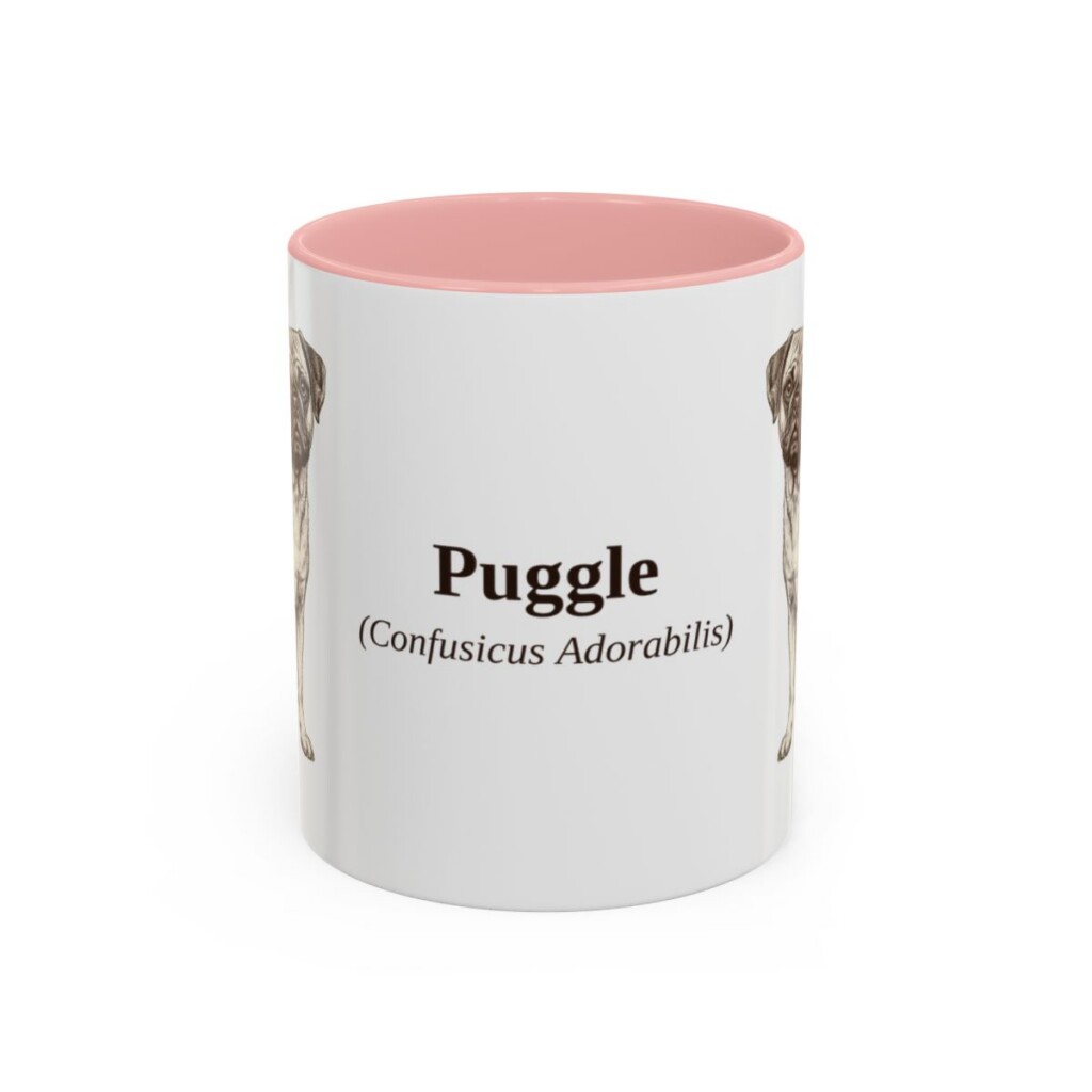 11oz Puggle Latin Mug, Pink, front view