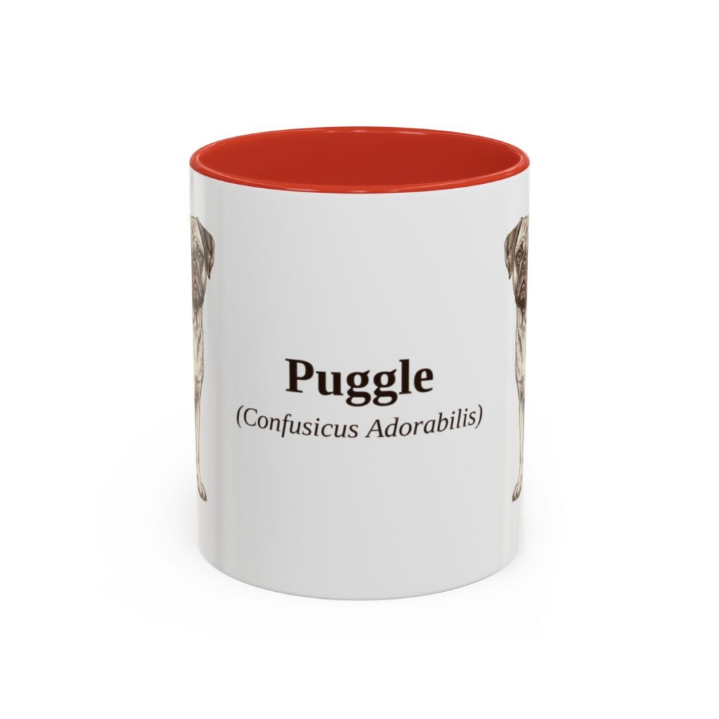 11oz Puggle Latin Mug, Red, front view
