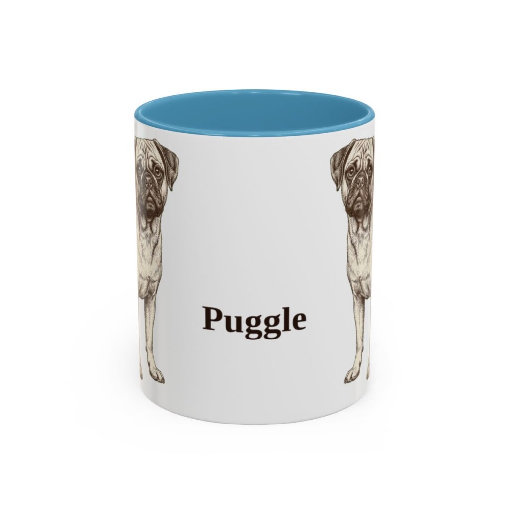11oz Puggle Mug, Light Blue, front view