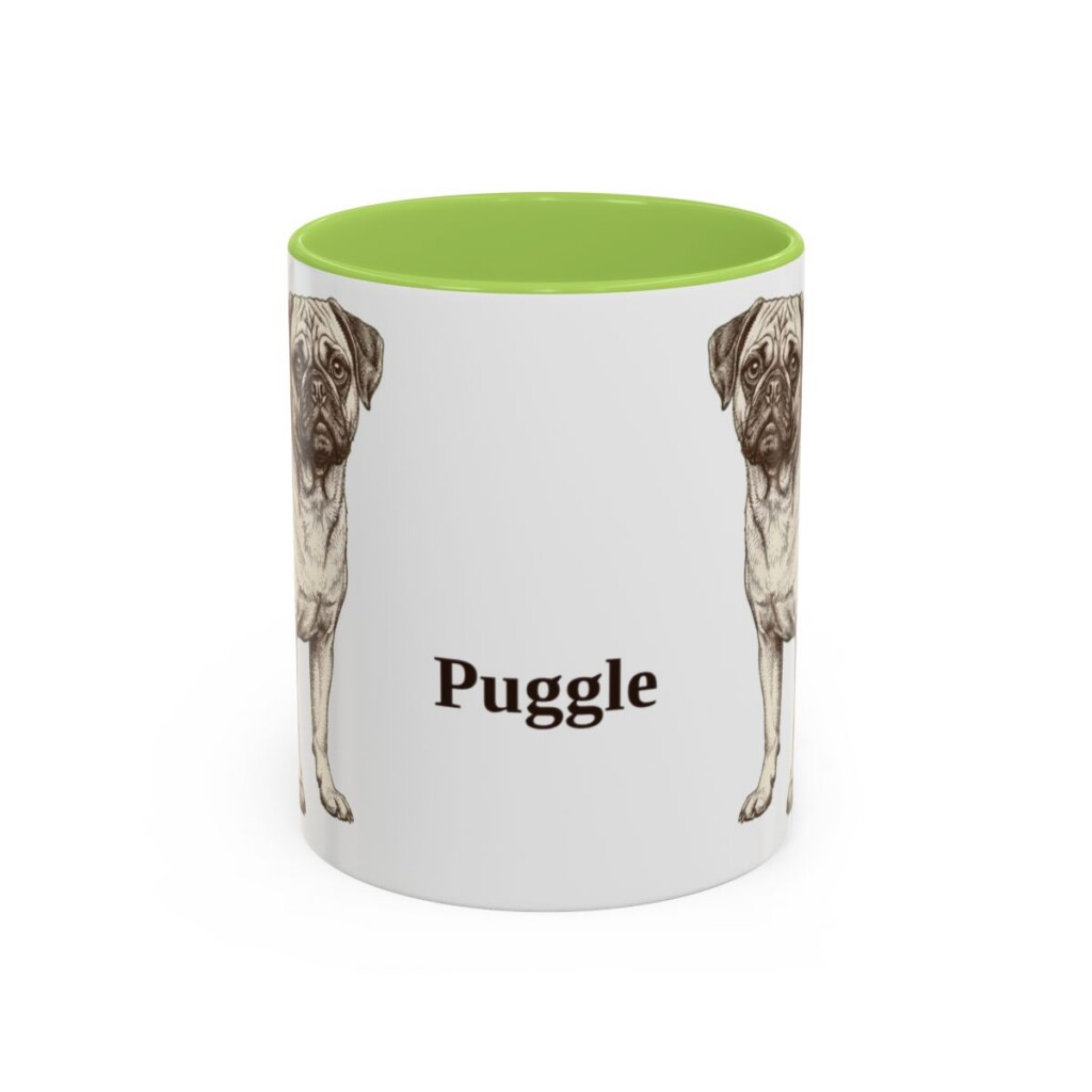11oz Puggle Mug, Light Green, front view