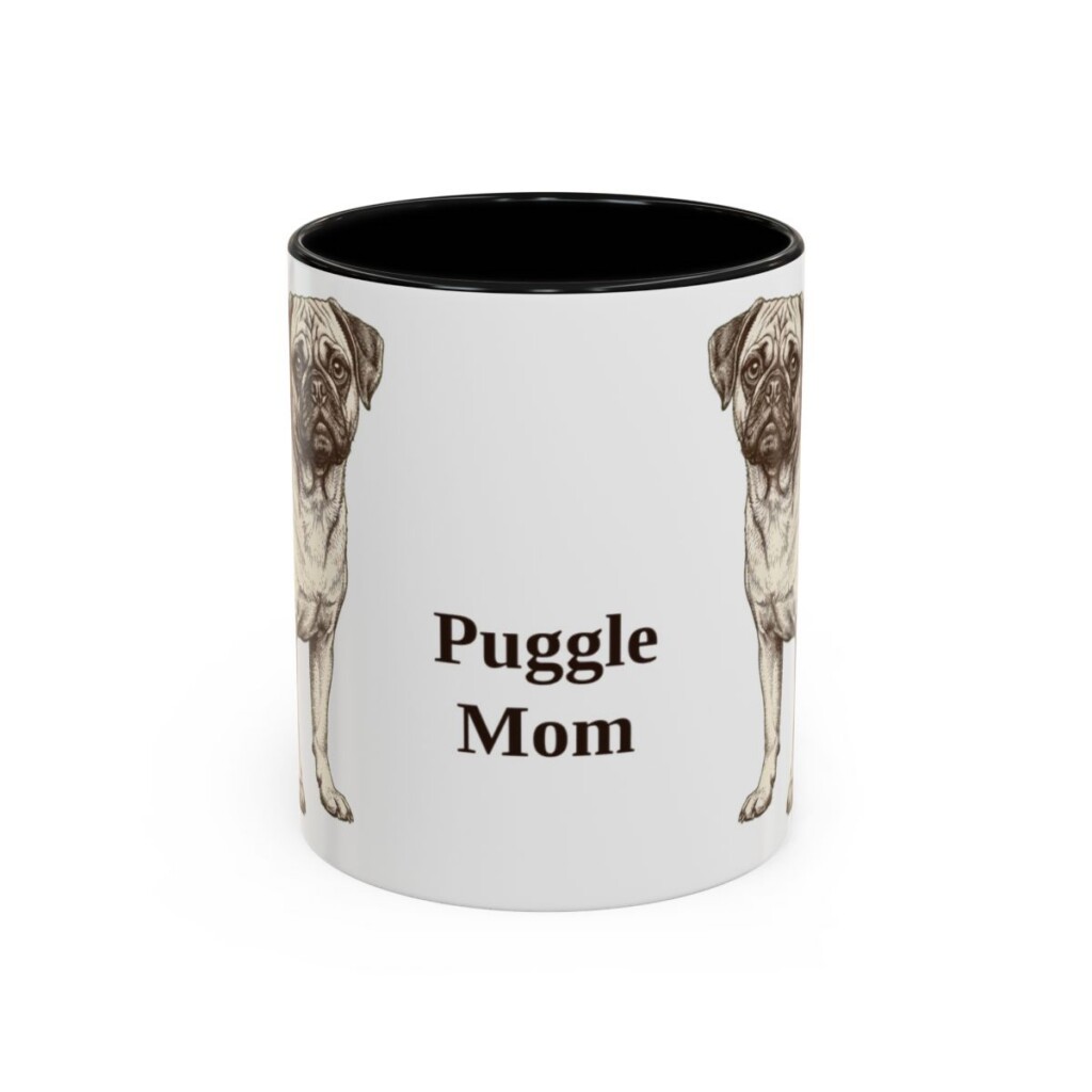 11oz Puggle Dog Mom Mug, Black, front view