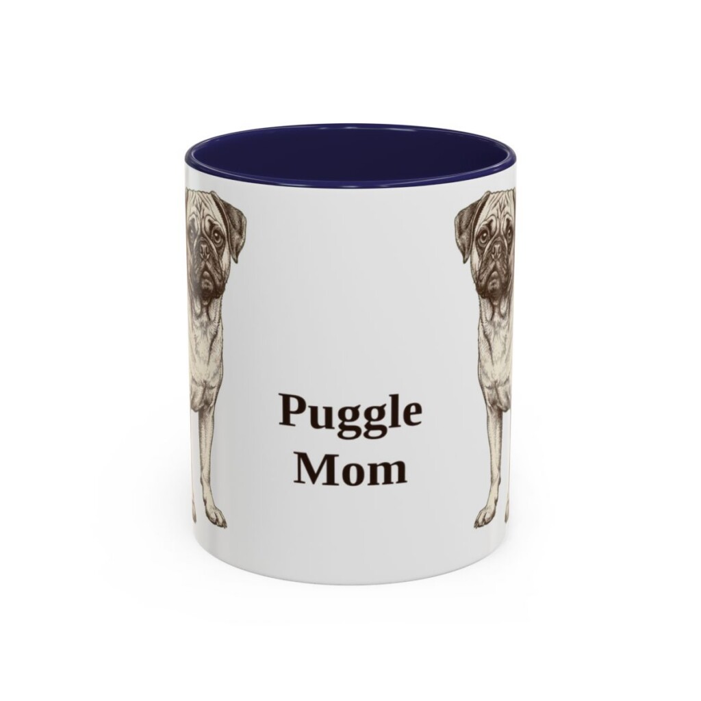 11oz Puggle Dog Mom Mug, Navy, front view