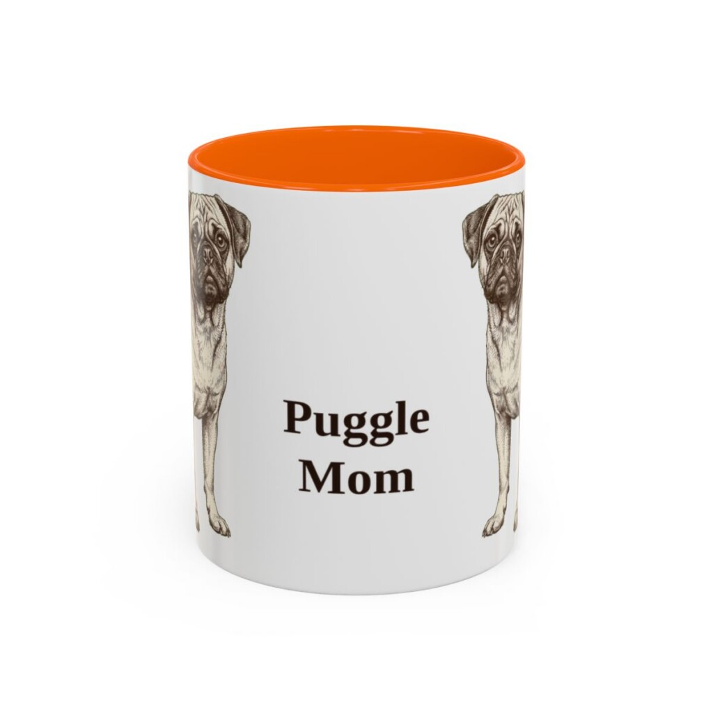 11oz Puggle Dog Mom Mug, Orange, front view