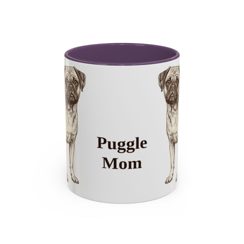 11oz Puggle Dog Mom Mug, Purple, front view