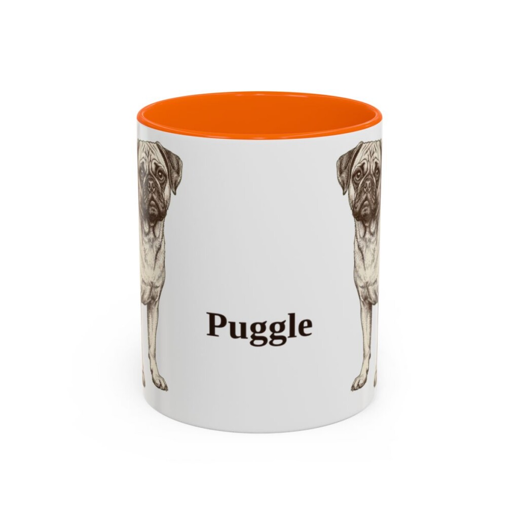 11oz Puggle Mug, Orange, front view