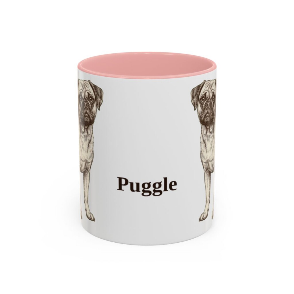 11oz Puggle Mug, Pink, front view