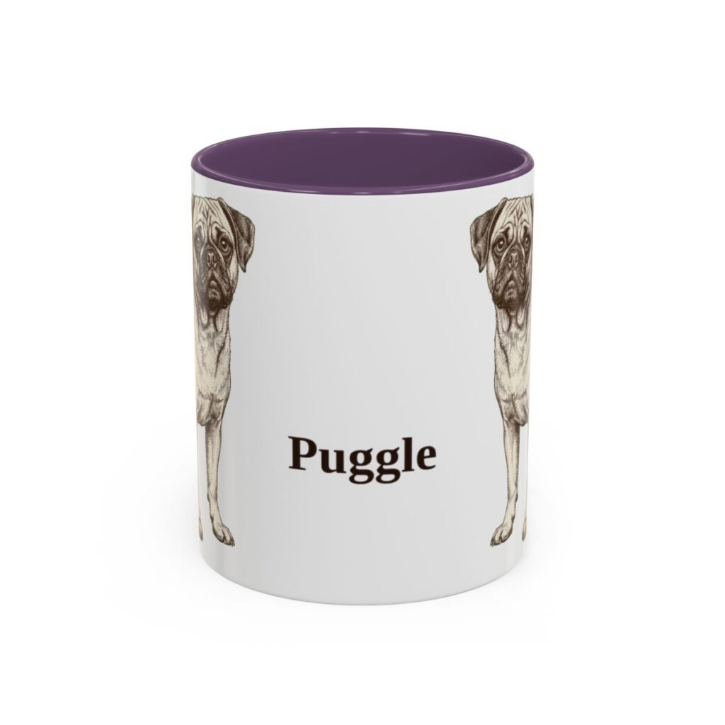11oz Puggle Mug, Purple, front view