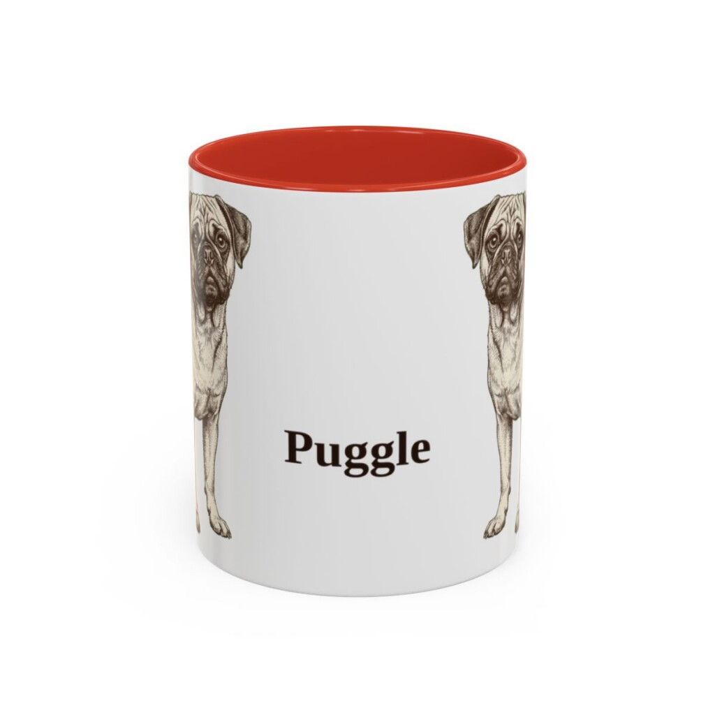 11oz Puggle Mug, Red, front view
