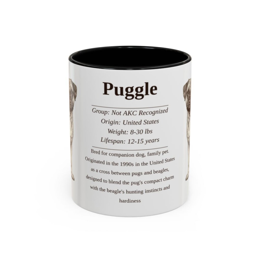 11oz Puggle Mug, Black, front view