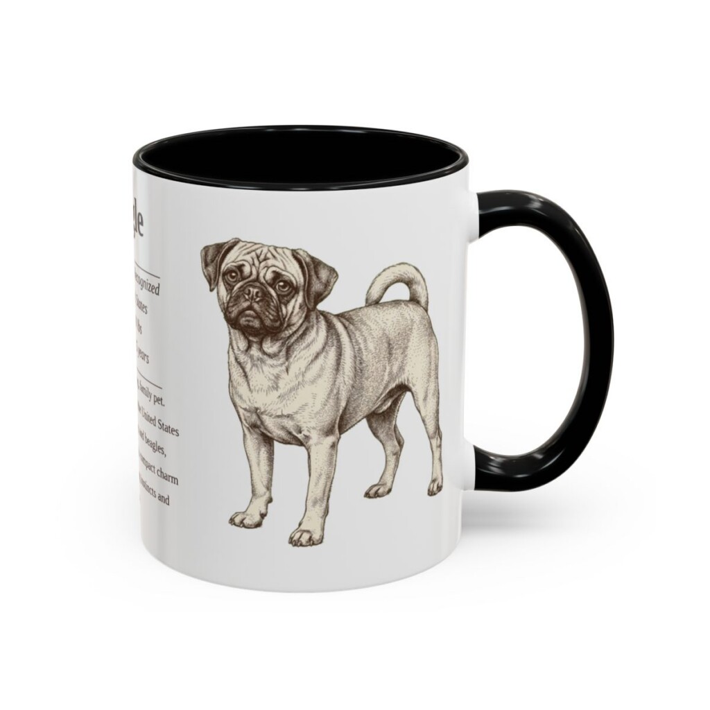 11oz Puggle Mug, Black, right side view