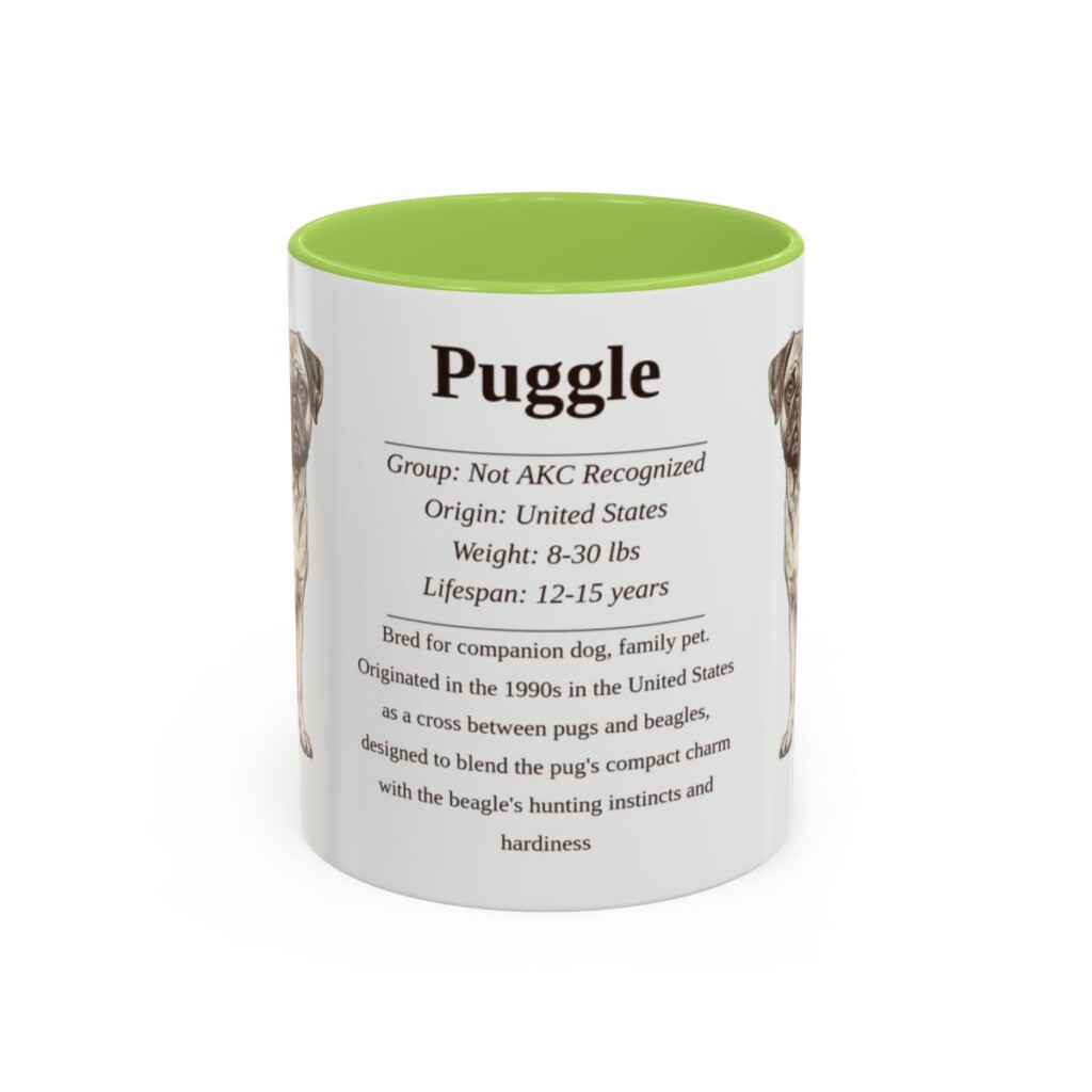 11oz Puggle Mug, Light Green, front view