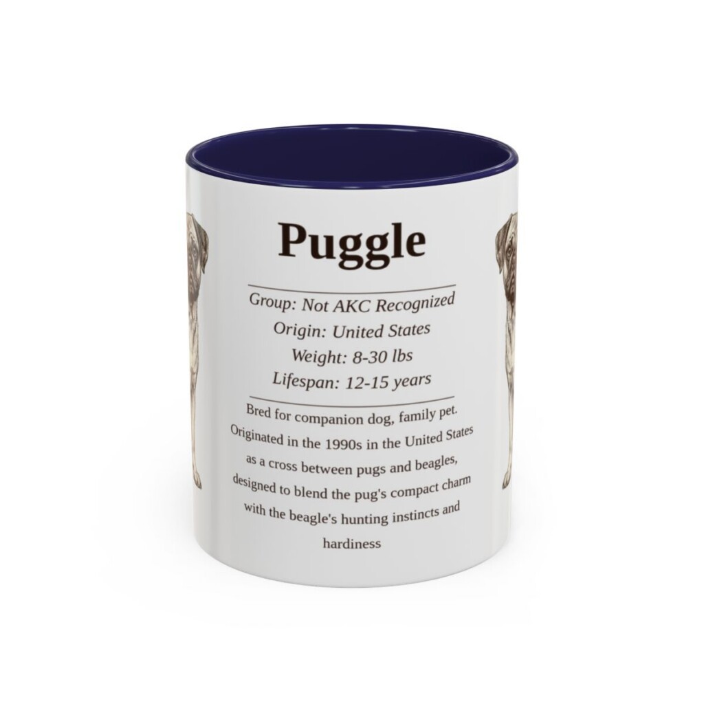 11oz Puggle Mug, Navy, front view