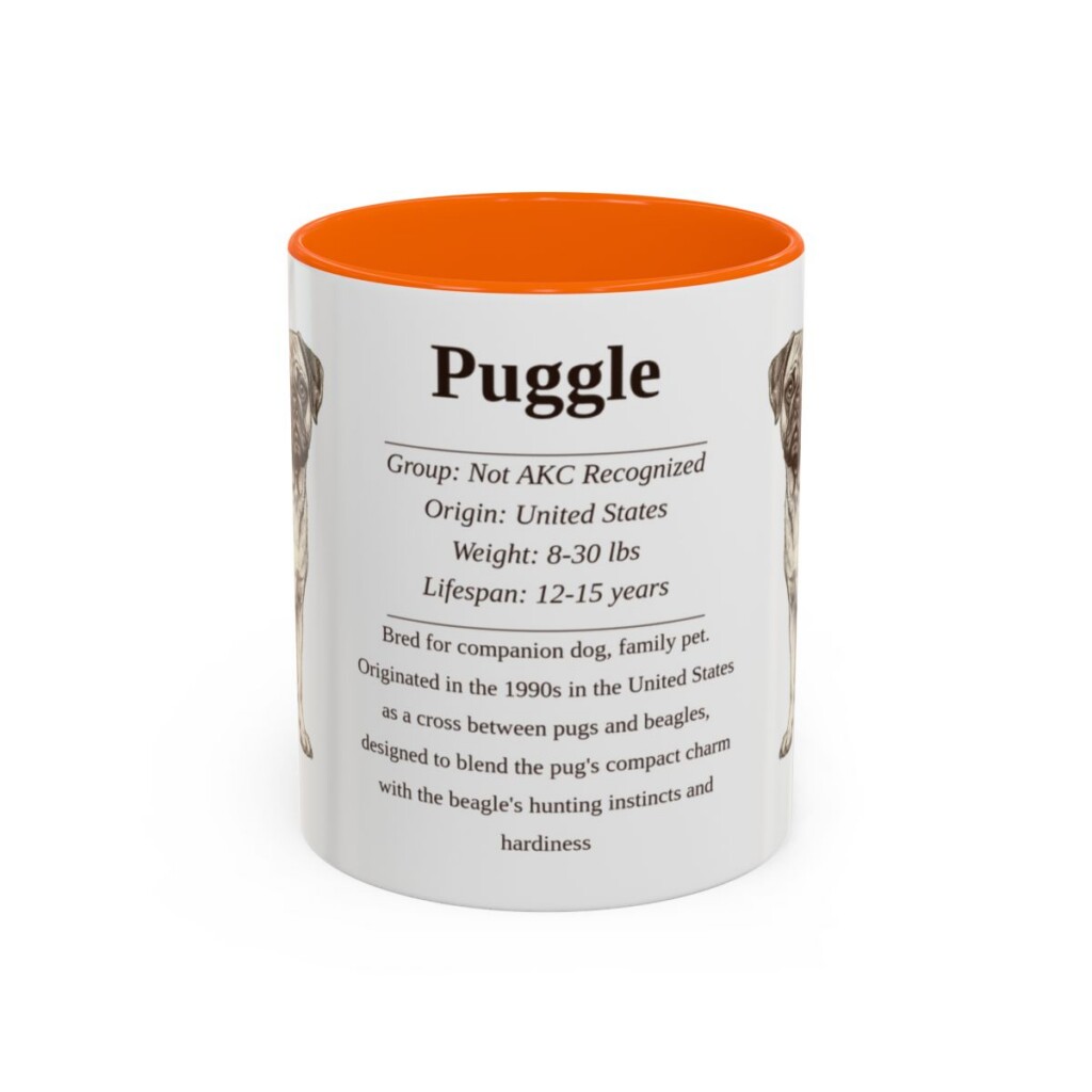11oz Puggle Mug, Orange, front view