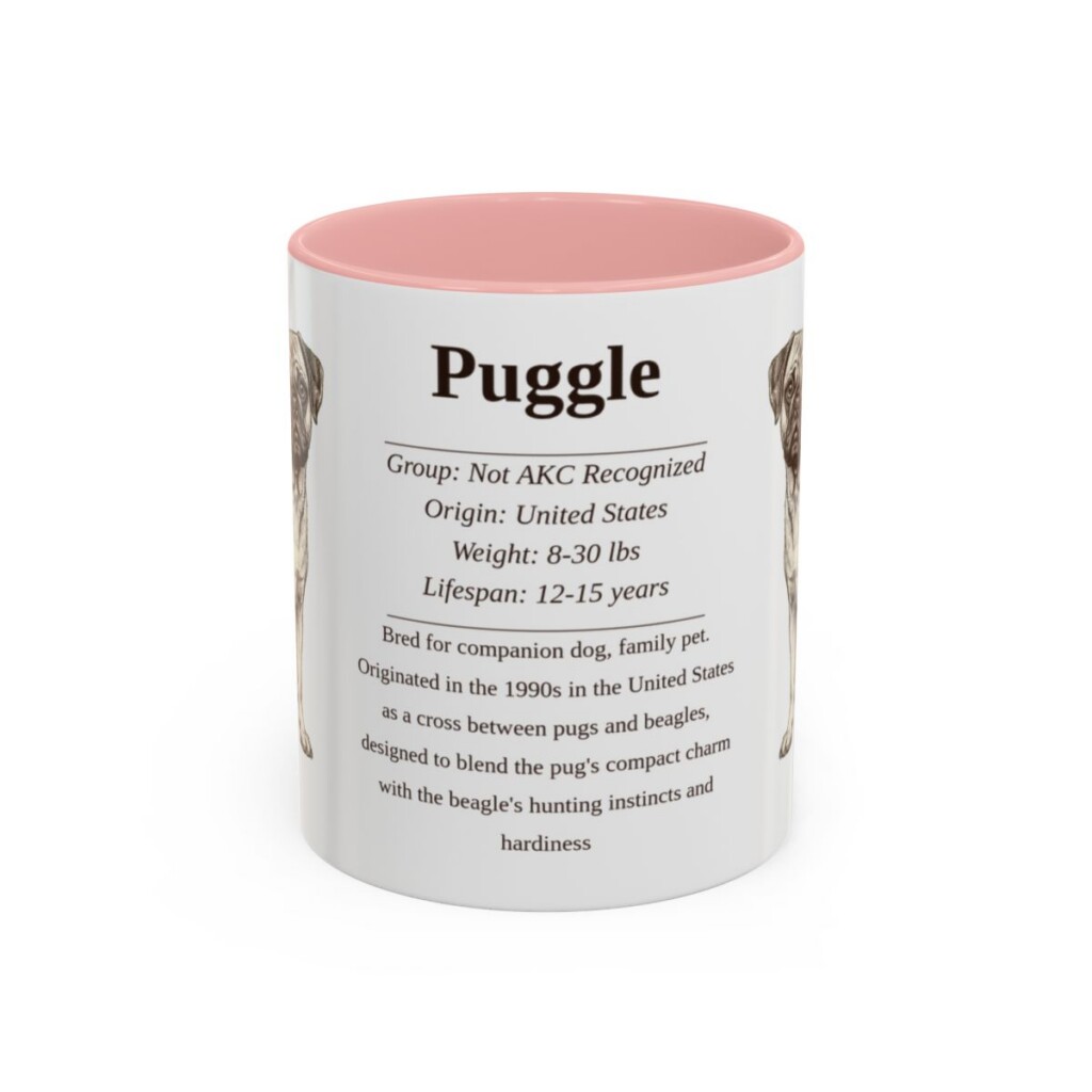 11oz Puggle Mug, Pink, front view