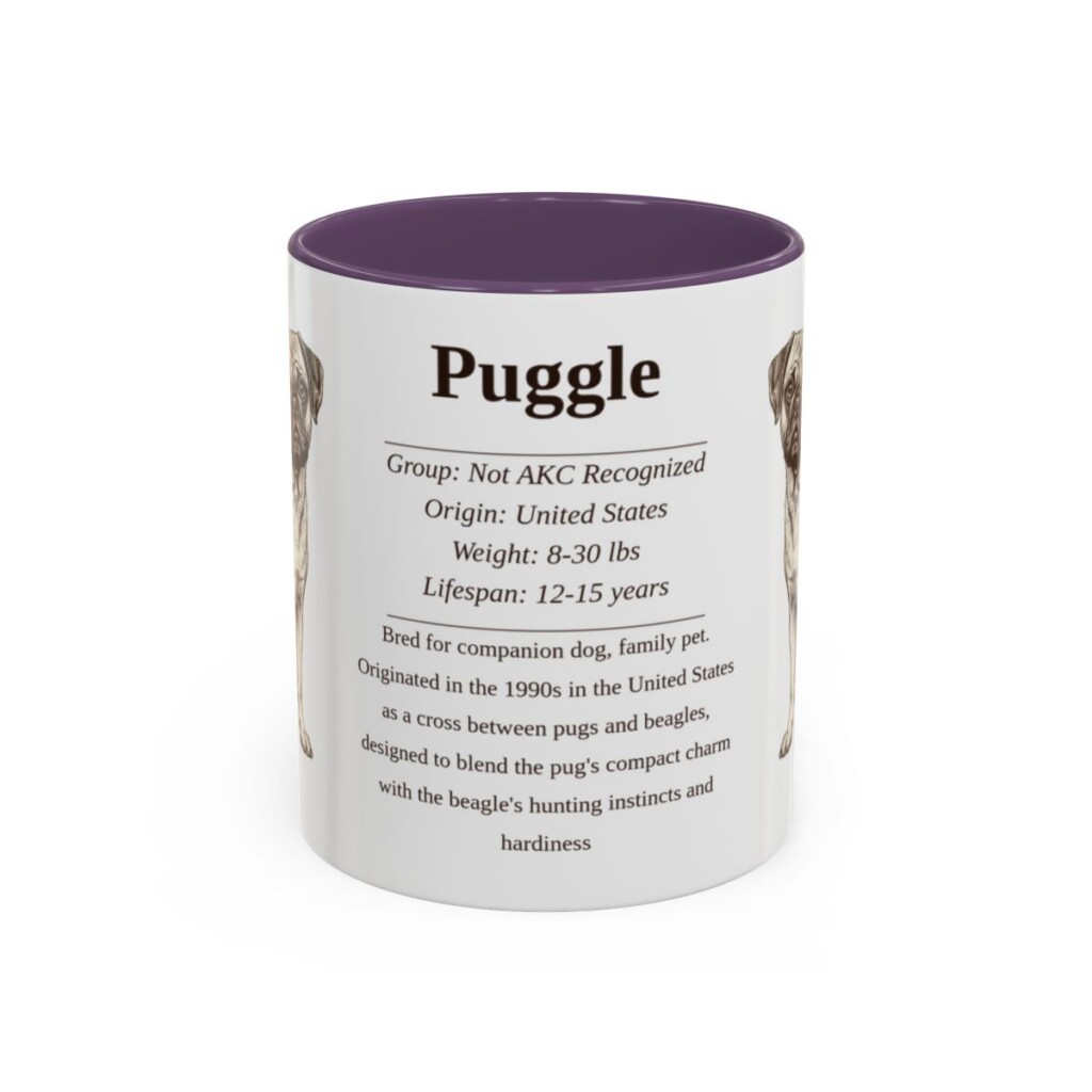 11oz Puggle Mug, Purple, front view