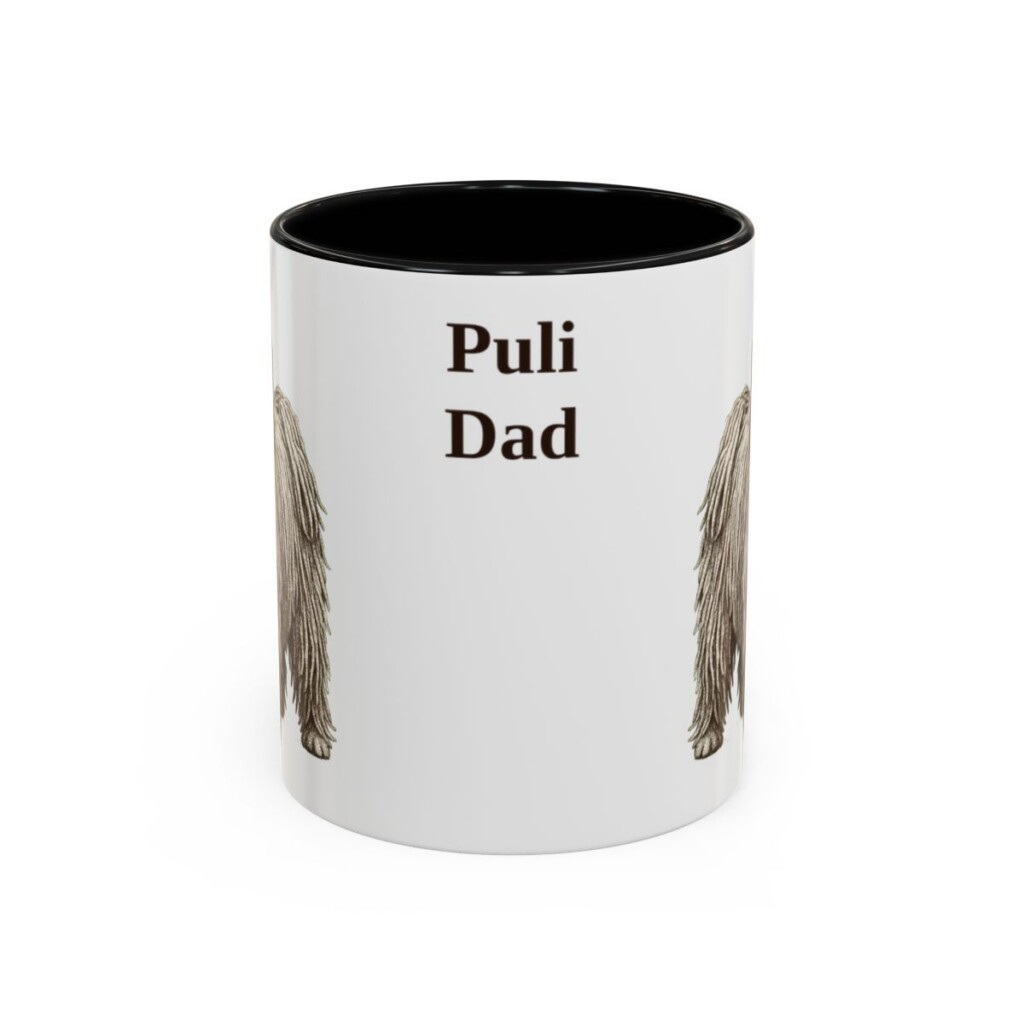 11oz Puli Dog Dad Mug, Black, front view