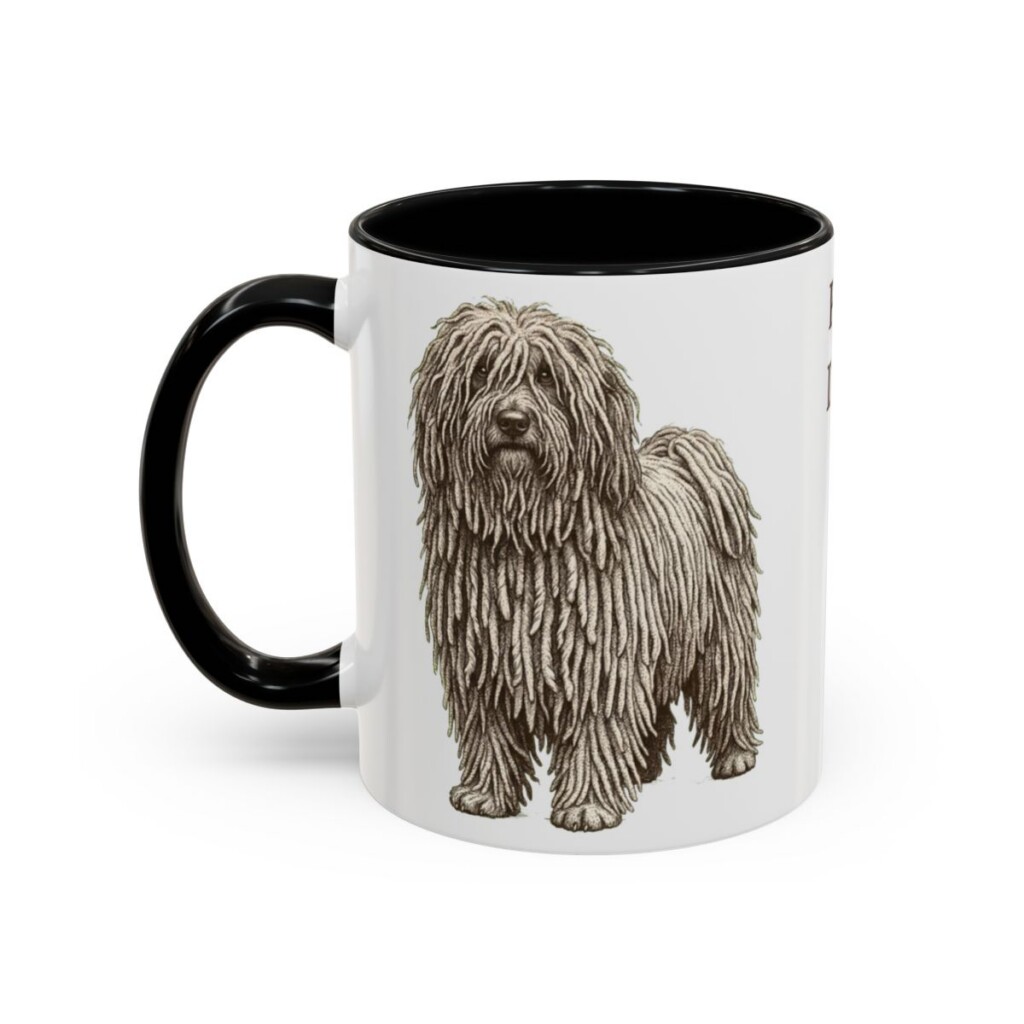 11oz Puli Dog Dad Mug, Black, left side view