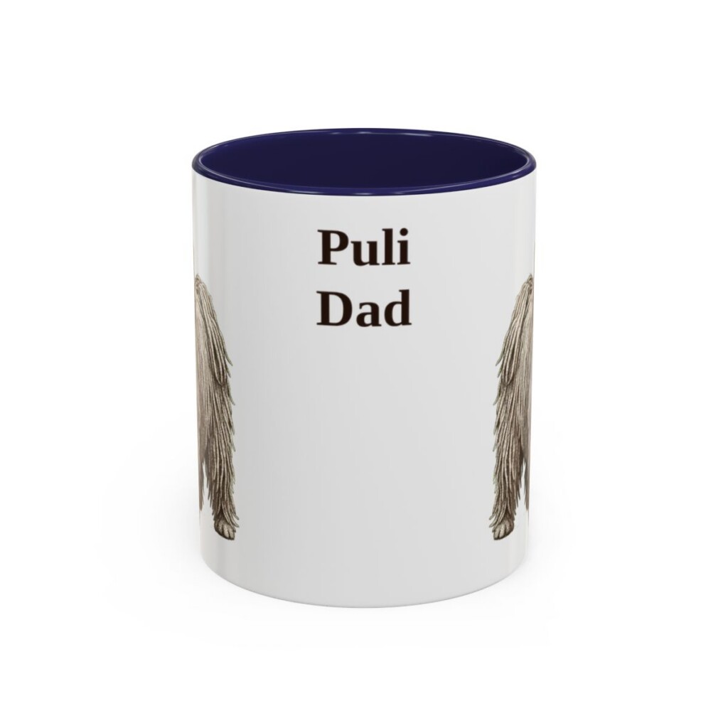 11oz Puli Dog Dad Mug, Navy, front view
