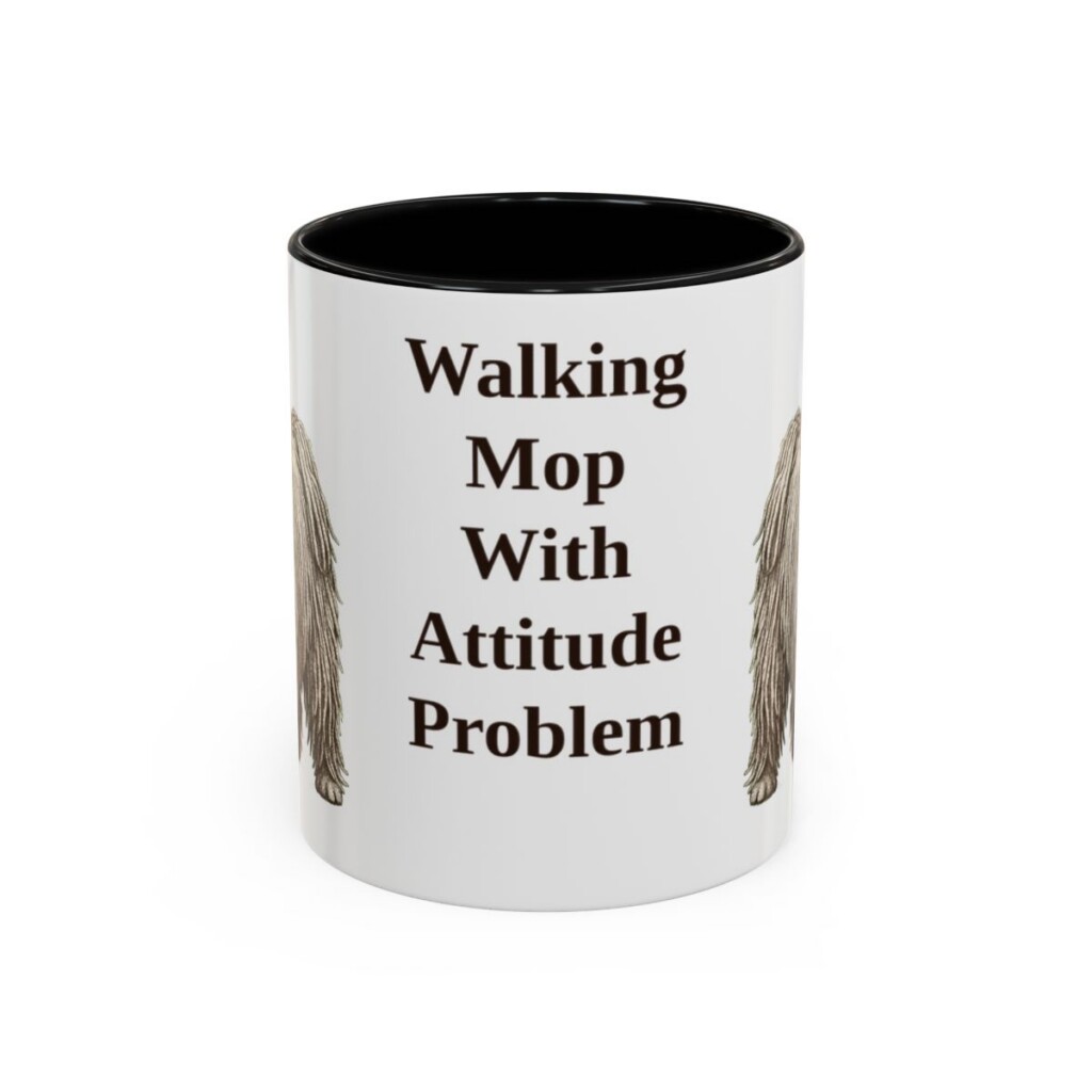11oz Funny Puli Mug, Black, front view