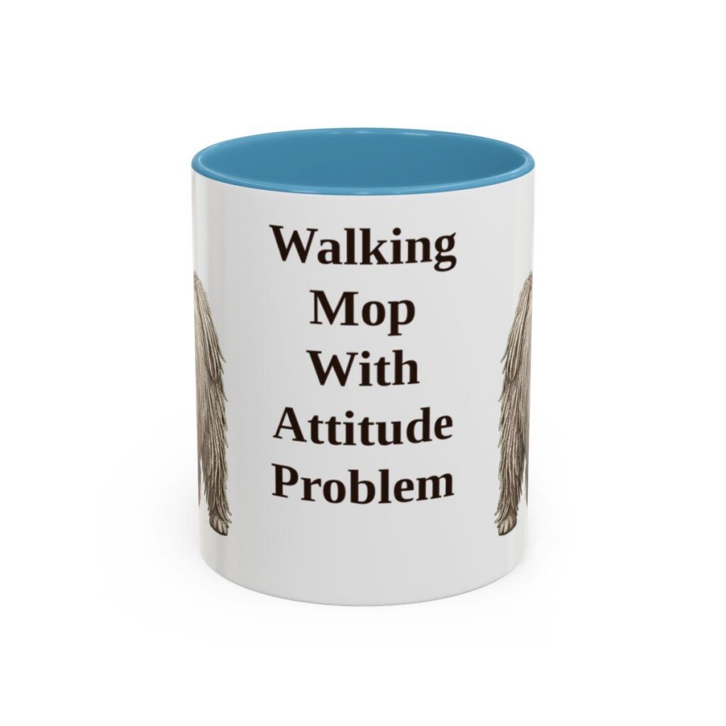 11oz Funny Puli Mug, Light Blue, front view