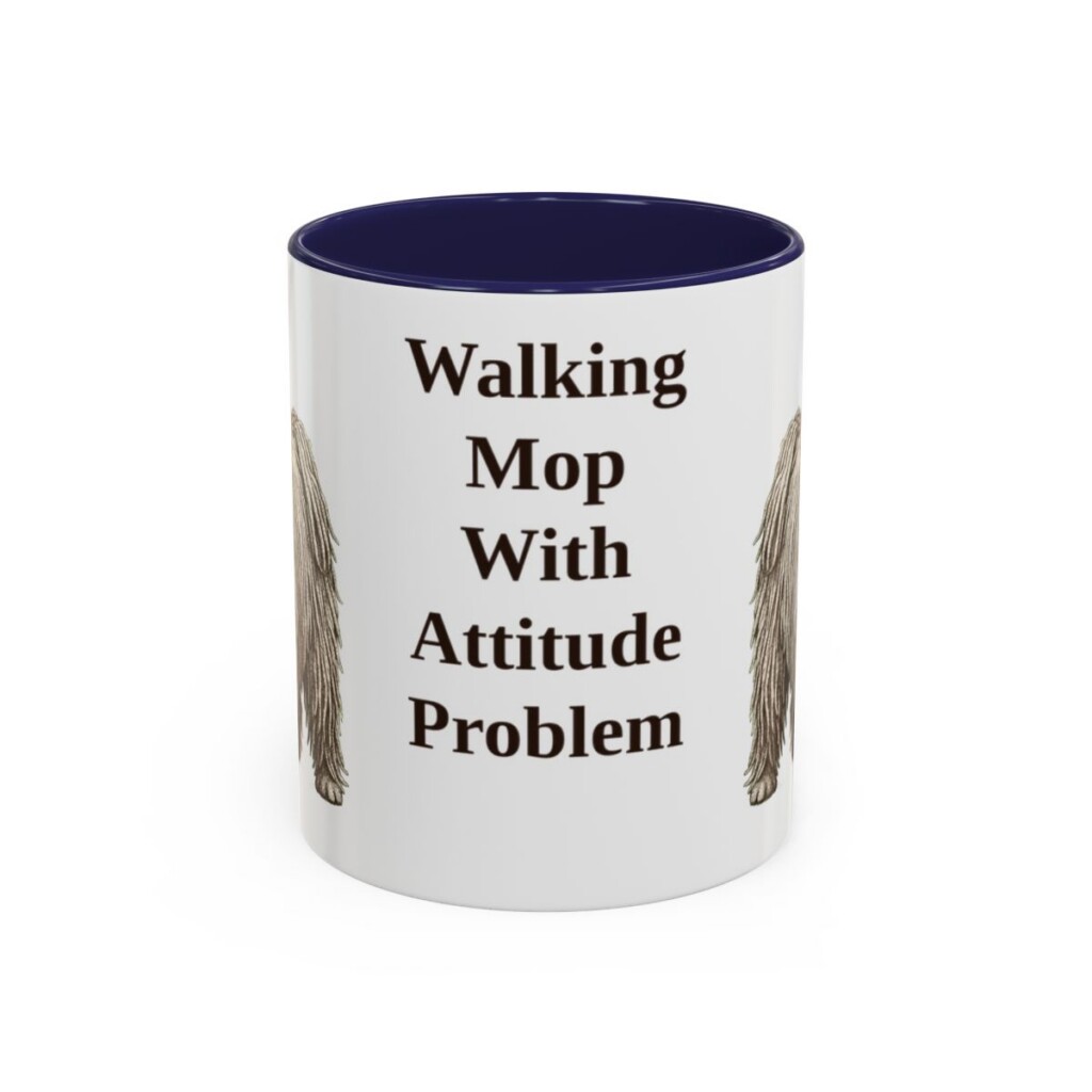 11oz Funny Puli Mug, Navy, front view