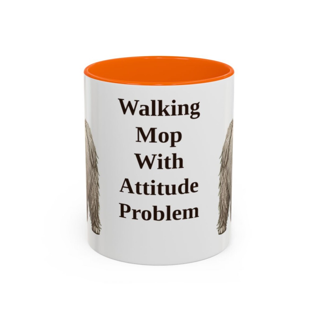 11oz Funny Puli Mug, Orange, front view