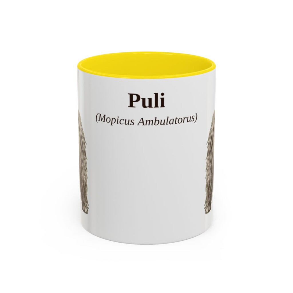11oz-puli-mug-latin-yellow 11oz Puli Latin Mug, Yellow, front view