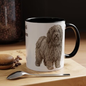 11oz Puli Dog Mom Mug, Black, lifestyle photo