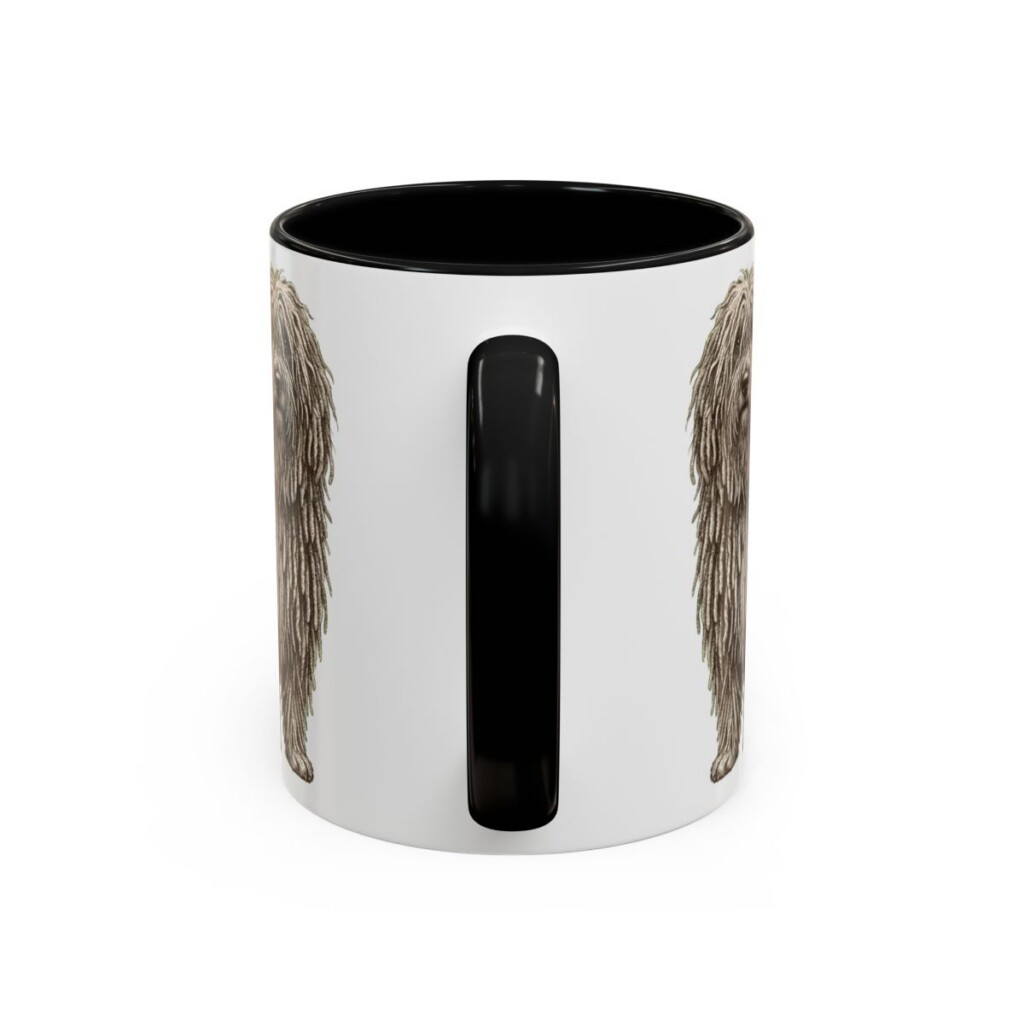 11oz Puli Dog Mom Mug, Black, back view