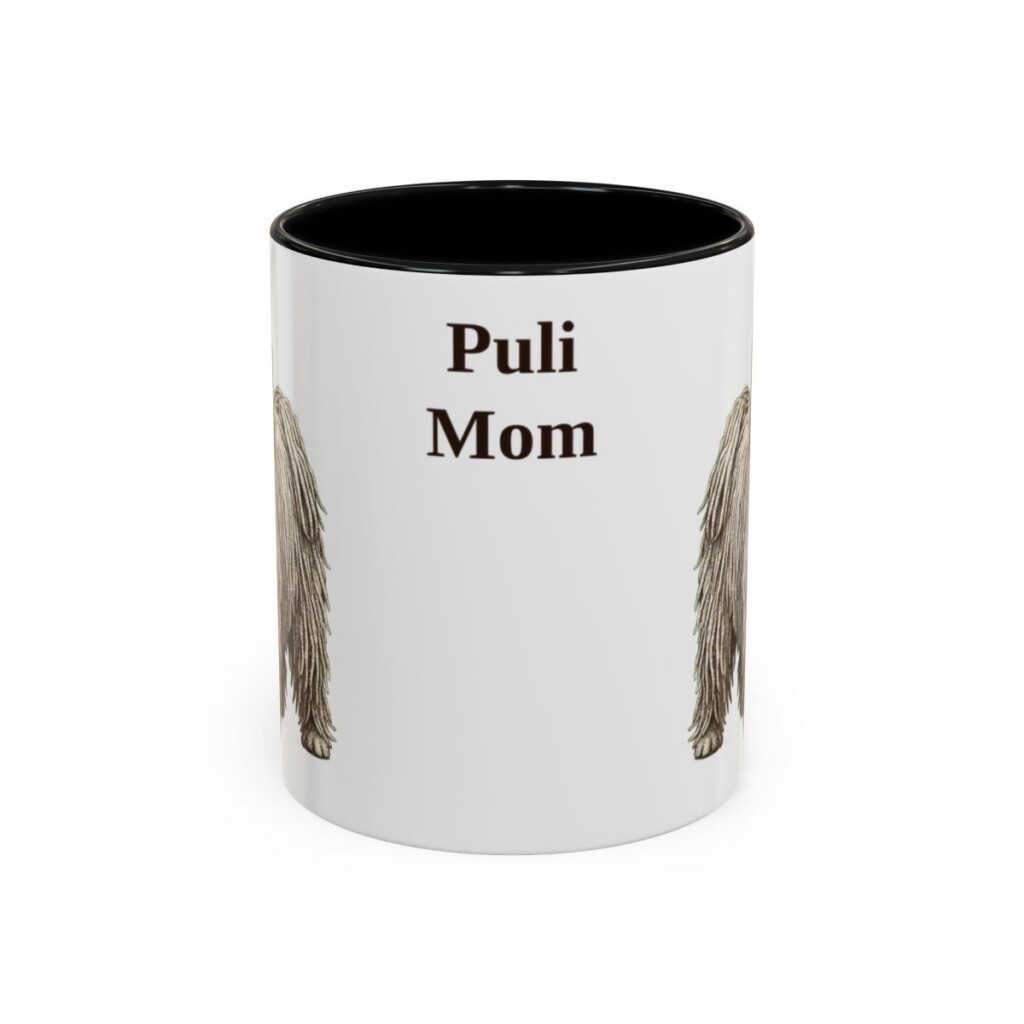 11oz Puli Dog Mom Mug, Black, front view