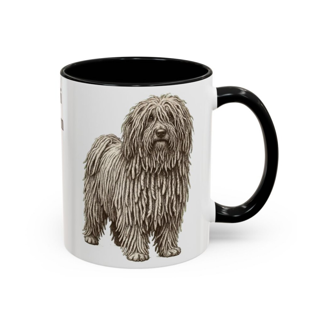 11oz Puli Dog Mom Mug, Black, right side view
