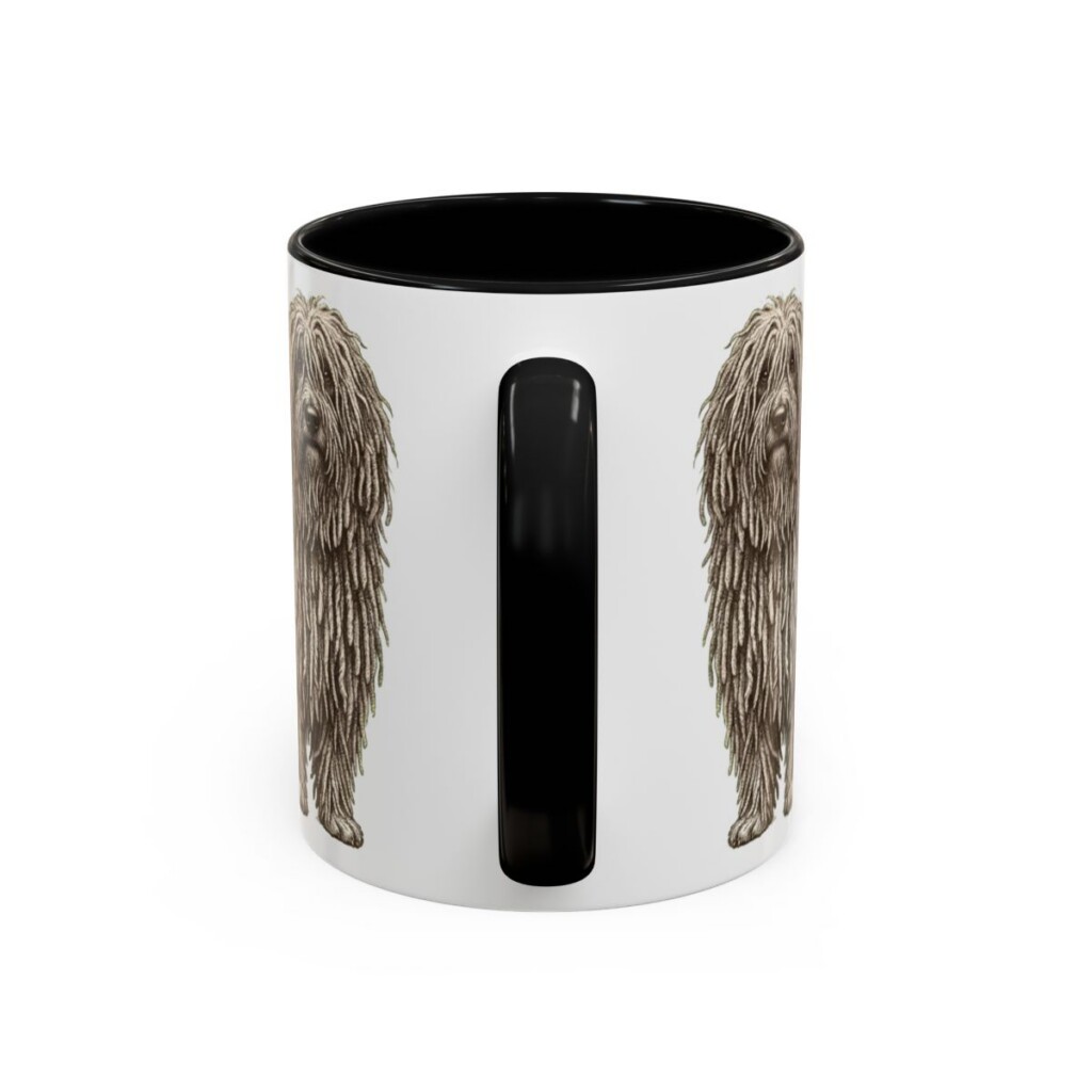 11oz Puli Mug, Black, back view