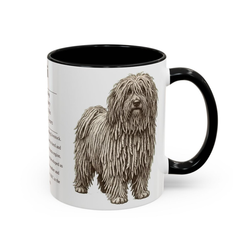 11oz Puli Mug, Black, right side view