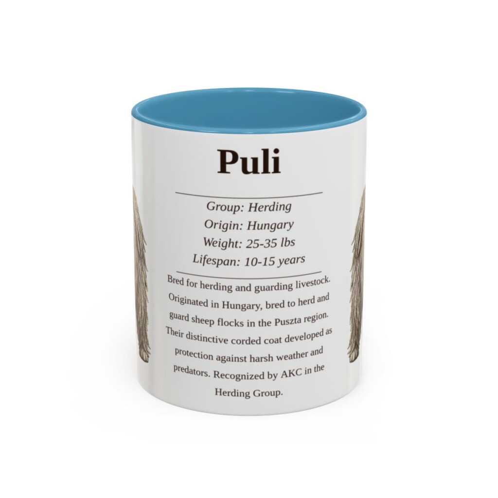 11oz Puli Mug, Light Blue, front view