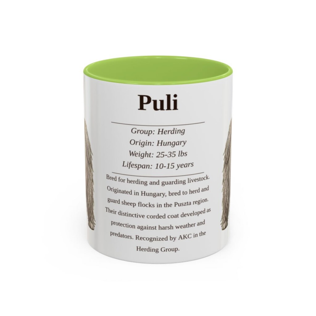11oz Puli Mug, Light Green, front view
