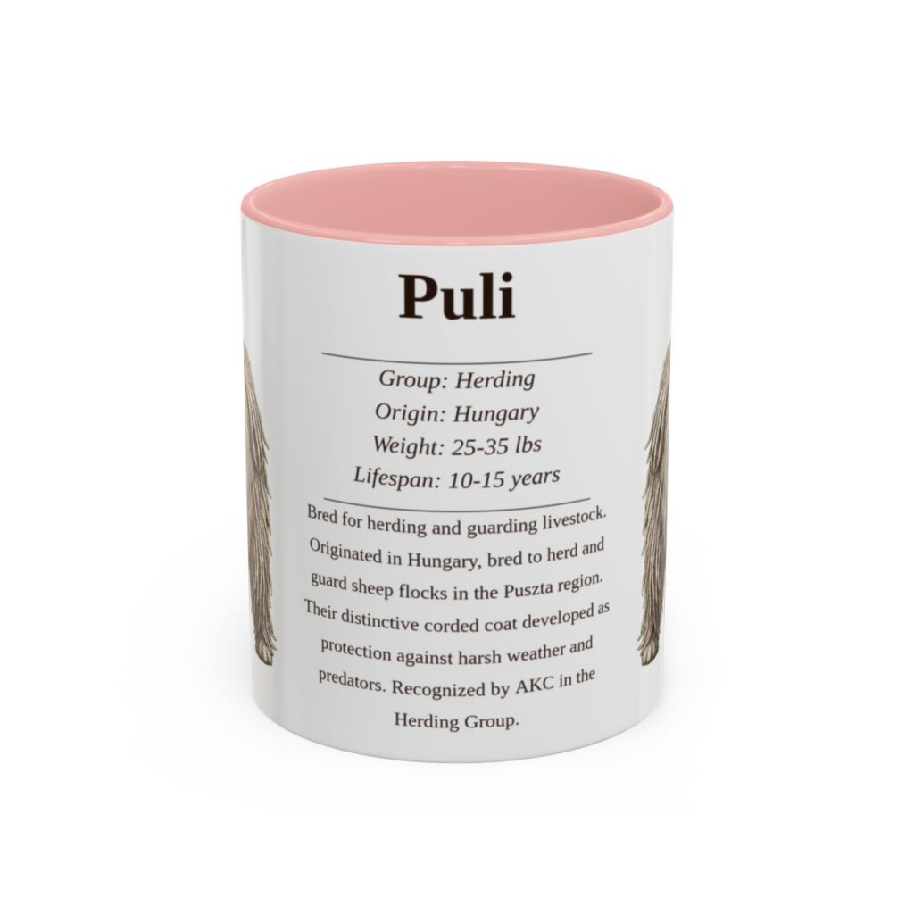11oz Puli Mug, Pink, front view