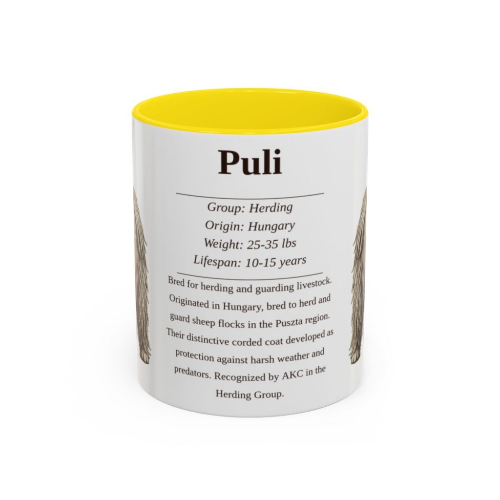 11oz Puli Mug, Yellow, front view