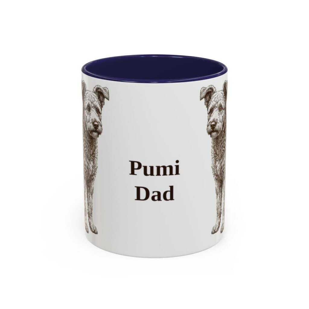11oz Pumi Dog Dad Mug, Navy, front view