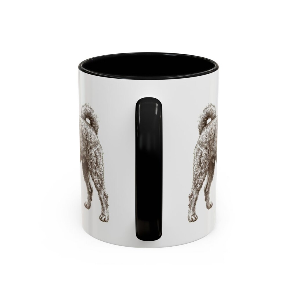 11oz Funny Pumi Mug, Black, back view